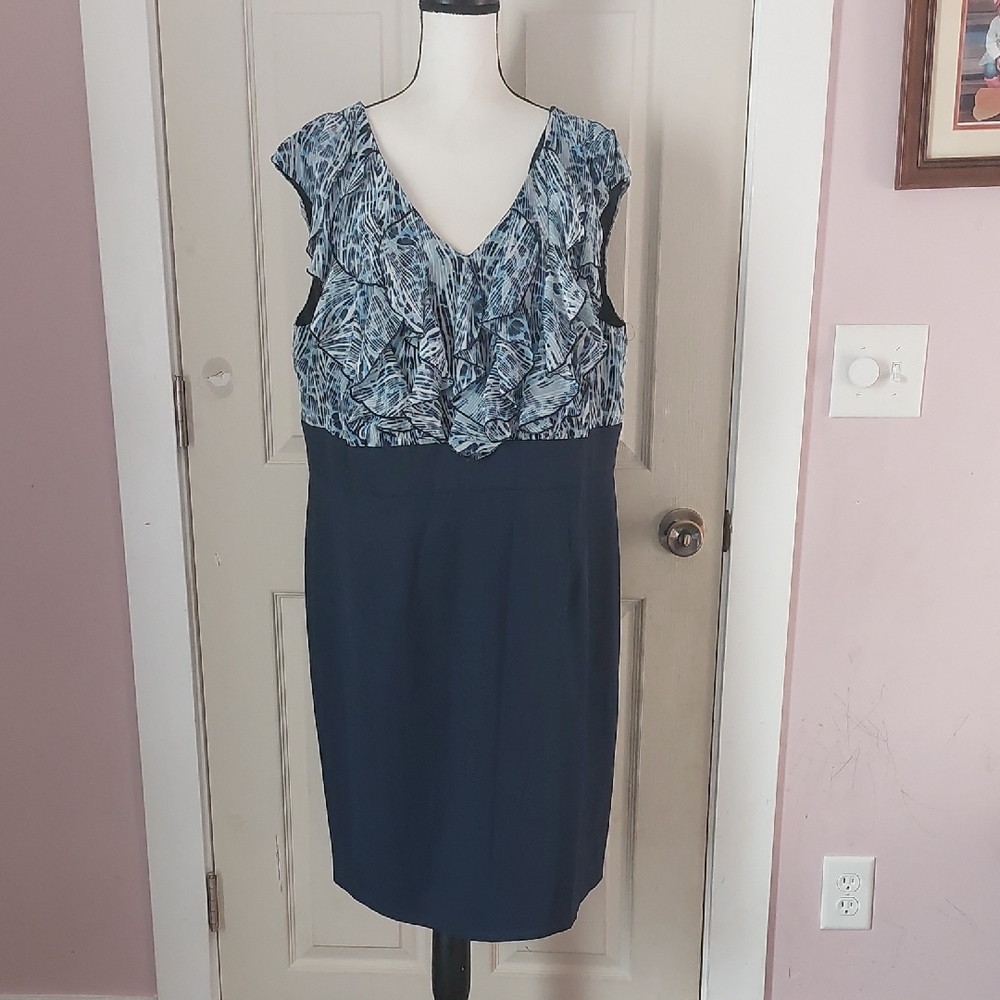Connected Apparel Lettuc Ruffles Colorblock Dress Womens Plus 20W
